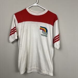 Vintage Hippy Split Color Top, Upper Michigan Tee, Scrunched Arms